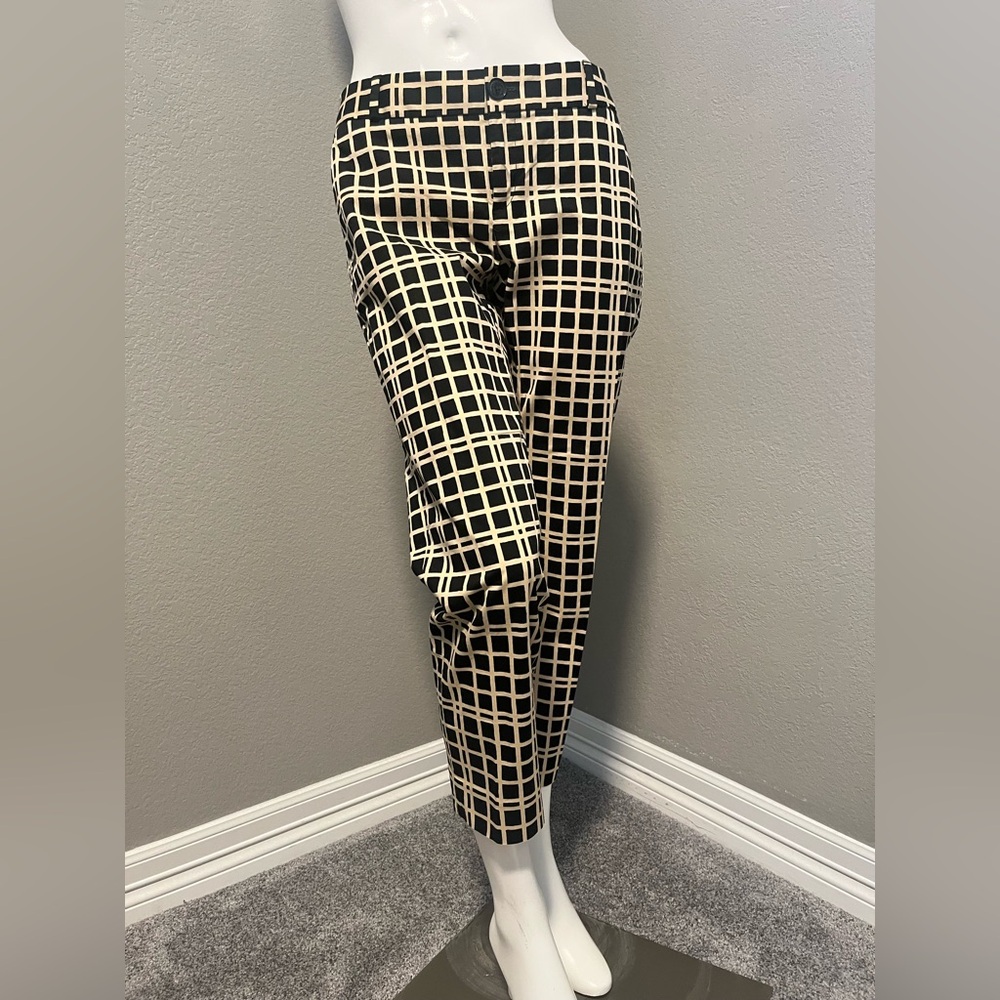 Banana Republic Women’s Hamton Black & Cream Cropped Straight Leg Pants Size 4